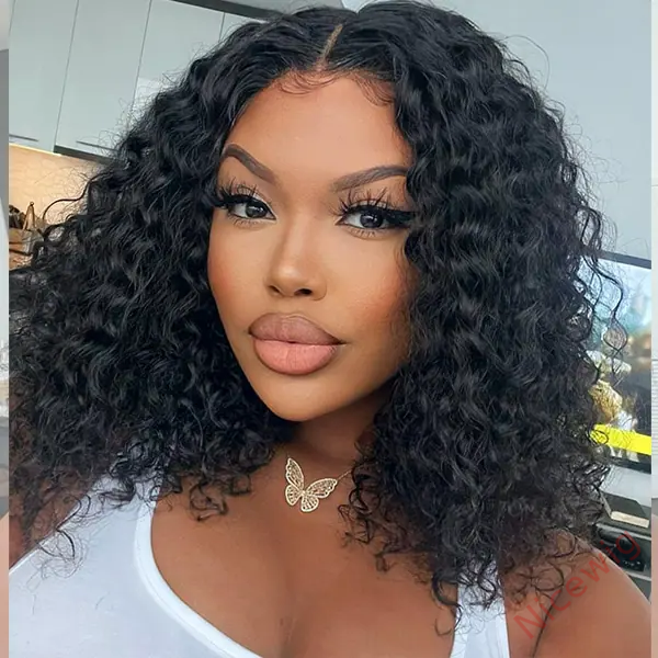 Glueless Brazilian Natural Black Curly Bob Wig