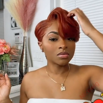 New Best Design Orange Color Short Pixed Cut Straight Wig