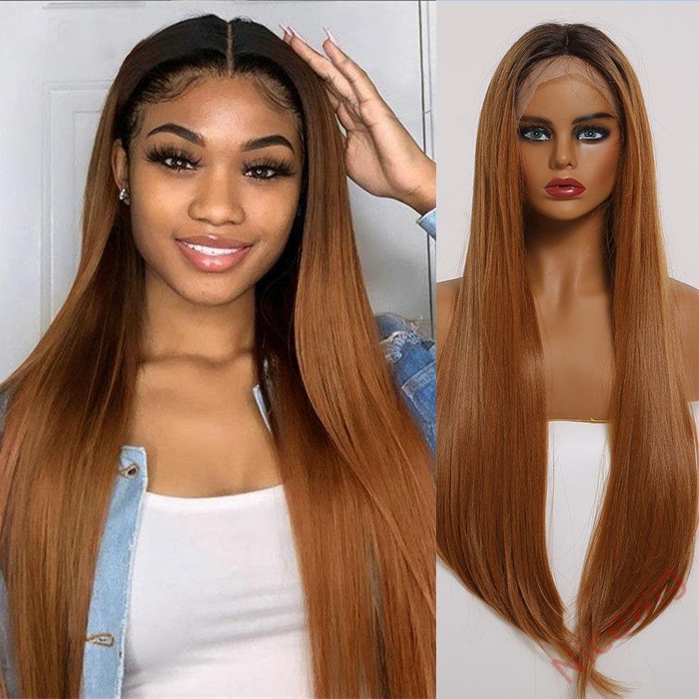 Black Light Brown Wig Straight Hair Wig
