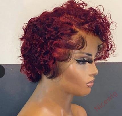 Wine Red 6 Inch Short Wig Bob Curly Hair