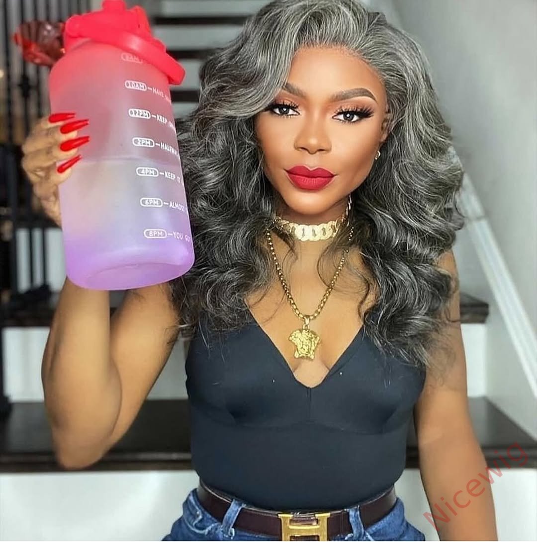 Glueless Salt & Pepper Beautiful Loose Wave Long Wig