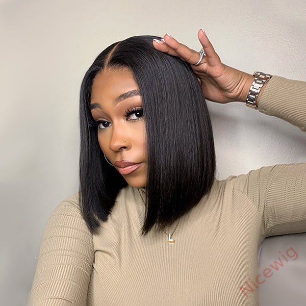 Glueless New Natrual Bob Styles Silky Straight Hair Wig