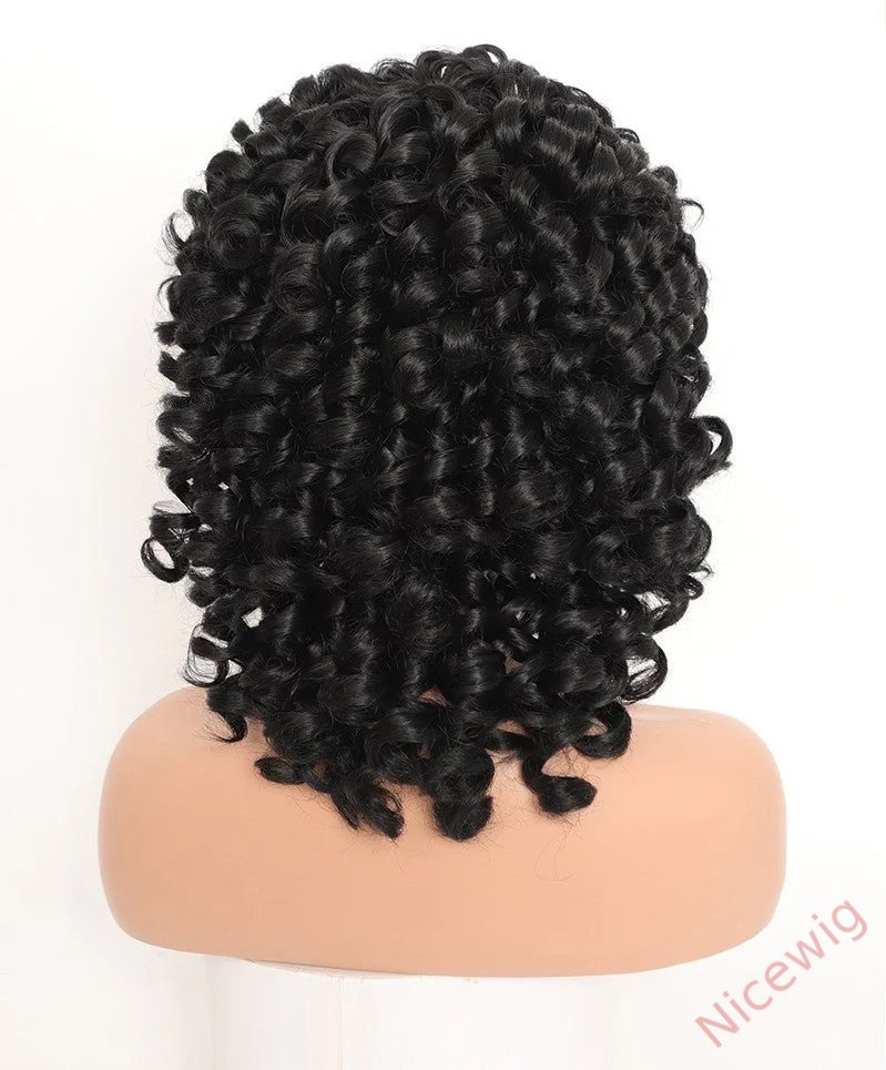Kinky Curly Wigs With Bangs Fluffy African Ombre Glueless Wigs
