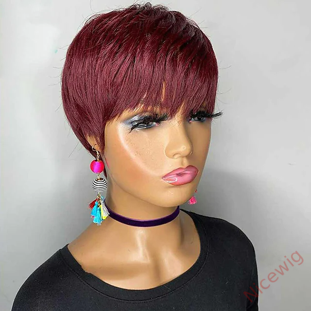 Glueless Short pixie cut Wig 4 Inch Bob Straight Hair