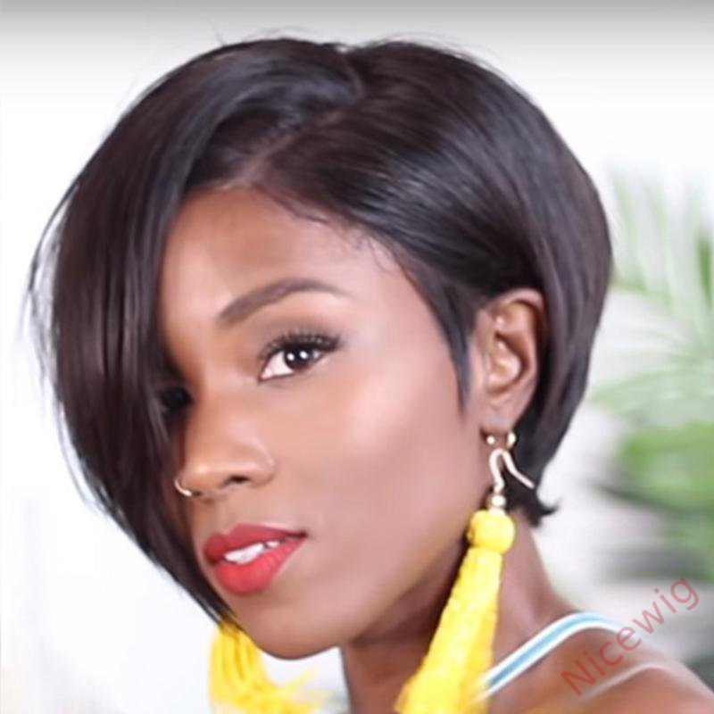 Short Wig Side Parting Bob Straight Hair Wig