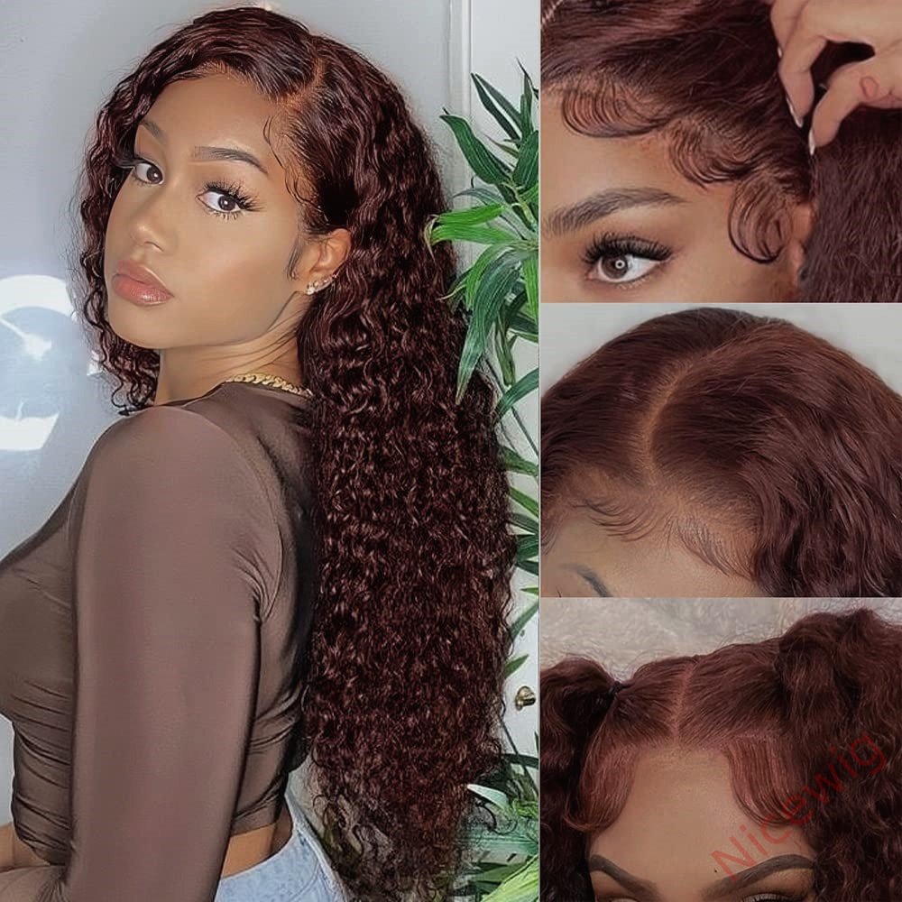 Glueless Dark Brown Brazilian Long Curly Wig