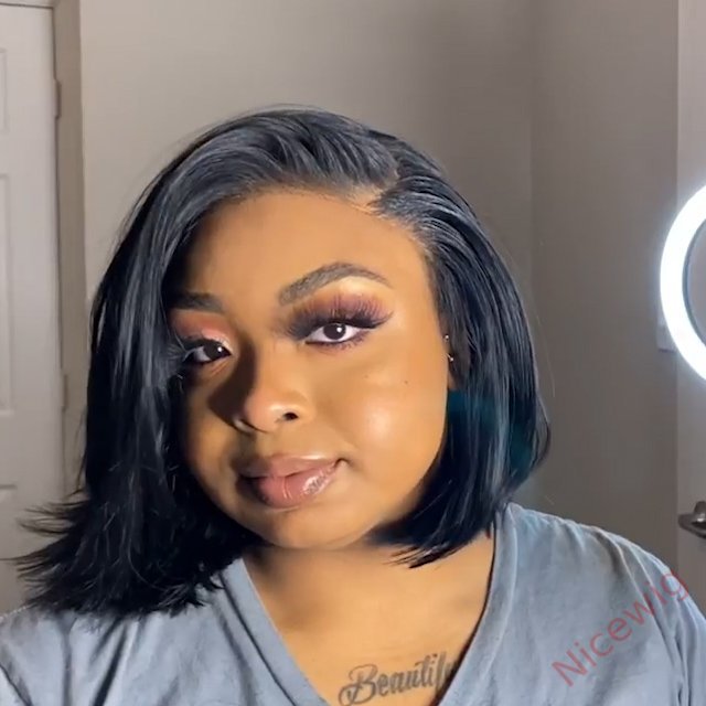 Glueless Brazilian Straight Hair Bob Wigs Lady Wig