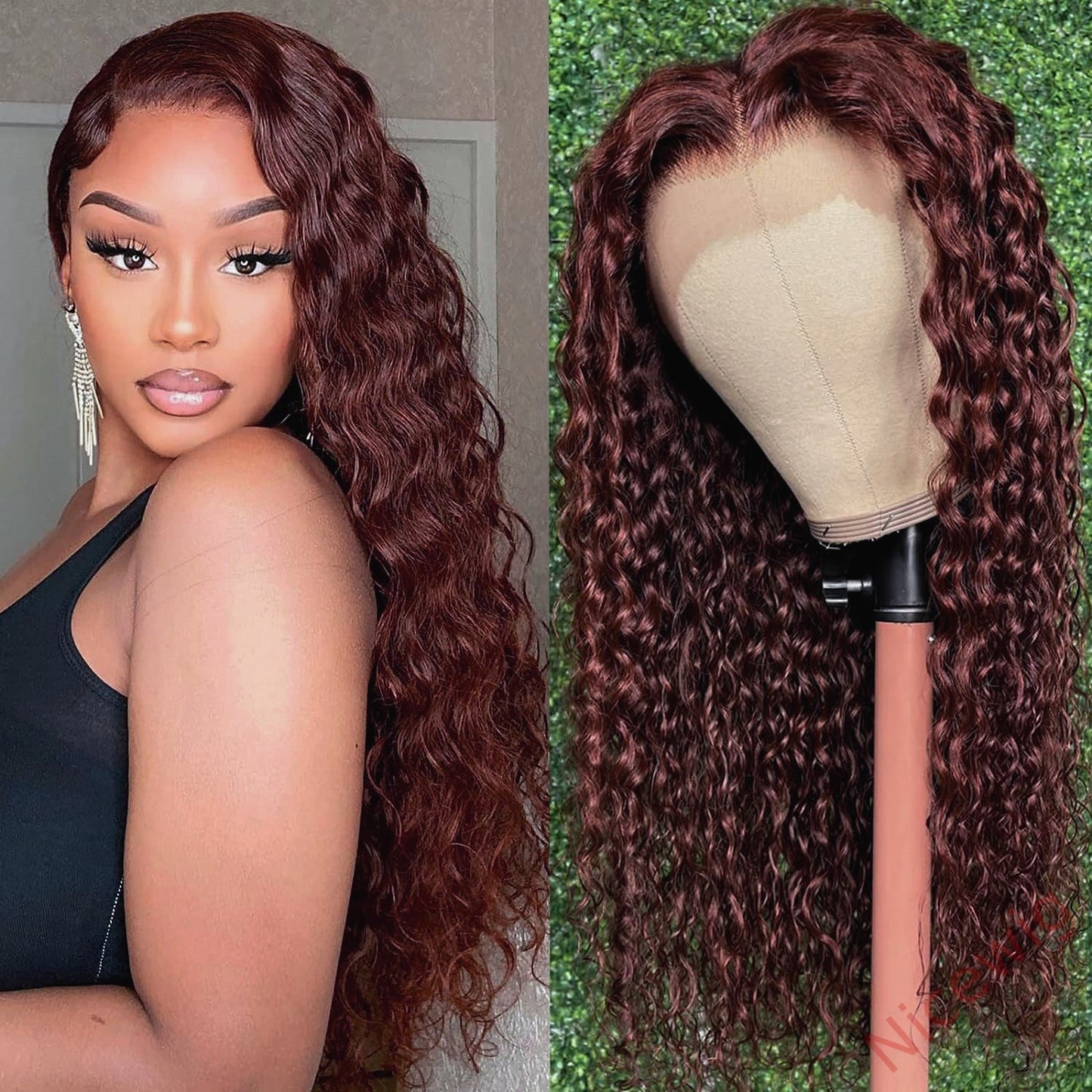 Glueless Dark Brown Brazilian Long Curly Wig