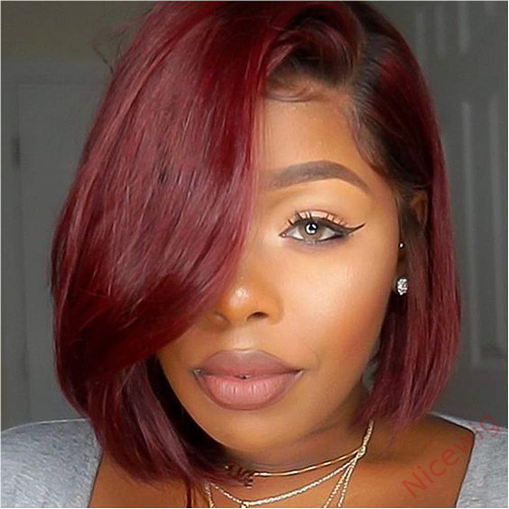 Wine Red Brazilian Straight Hair BOB Wigs Lady Wig