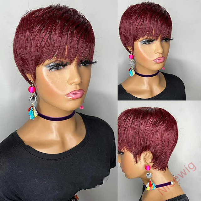 Glueless Short pixie cut Wig 4 Inch Bob Straight Hair