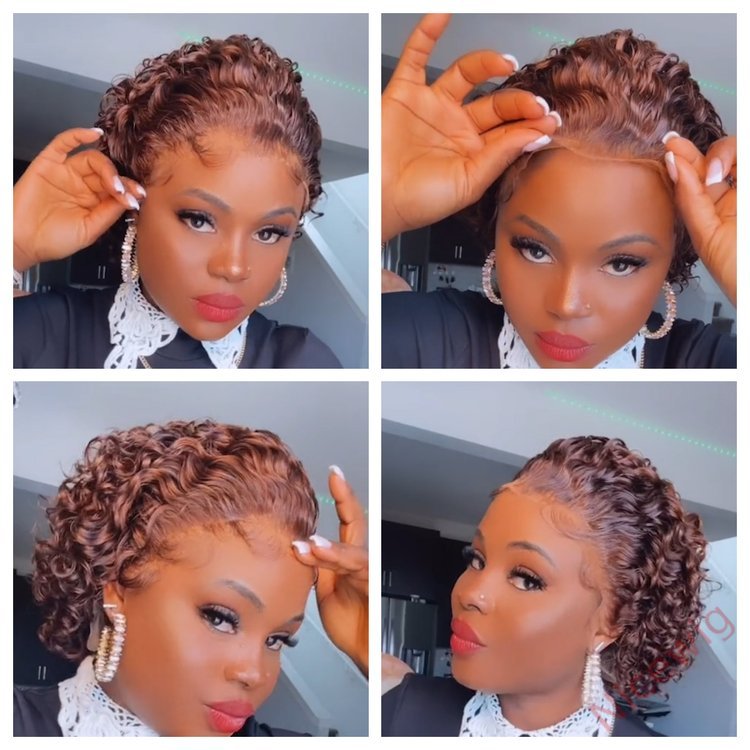 Glueless Dark Brown 6 Inch Short Wig Bob Curly Hair