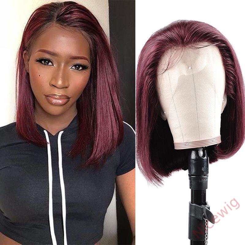Wine Red Brazilian Straight Hair BOB Wigs Lady Wig