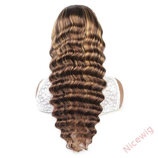 Hightlight Brown Mixed Blonde Body Wave Wig Long Hair