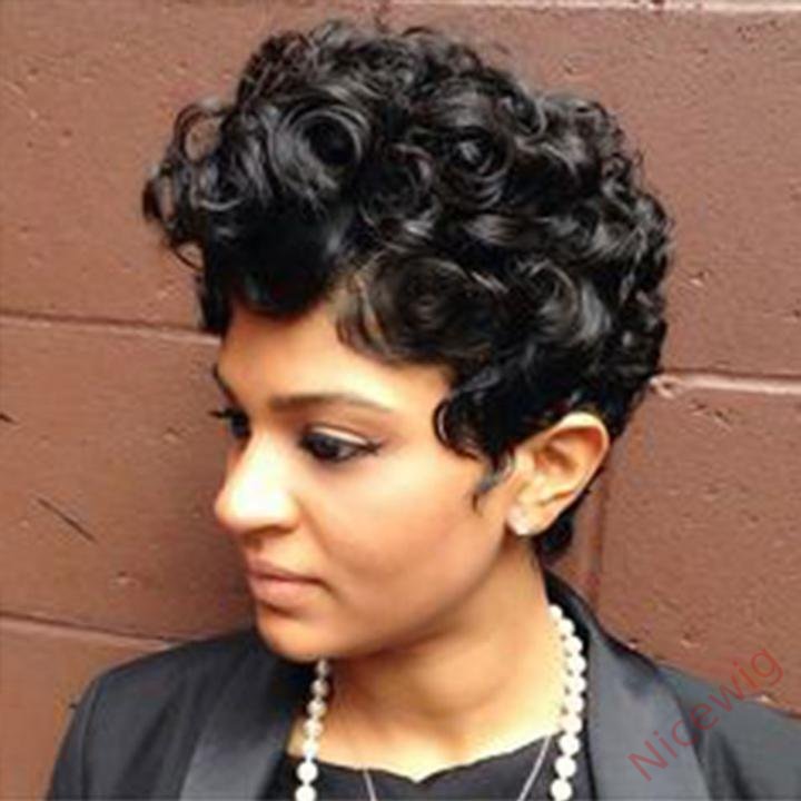 Short Wavy Curly Heat-Friendly Pixed Cut Wig