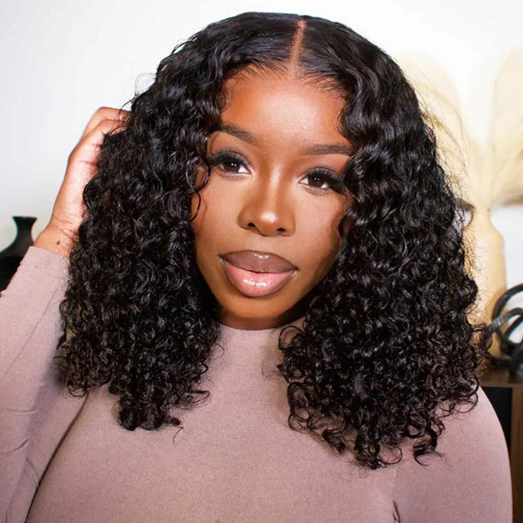 Hot Sale Glueless Brazilian Natural Black Curly Bob Wig