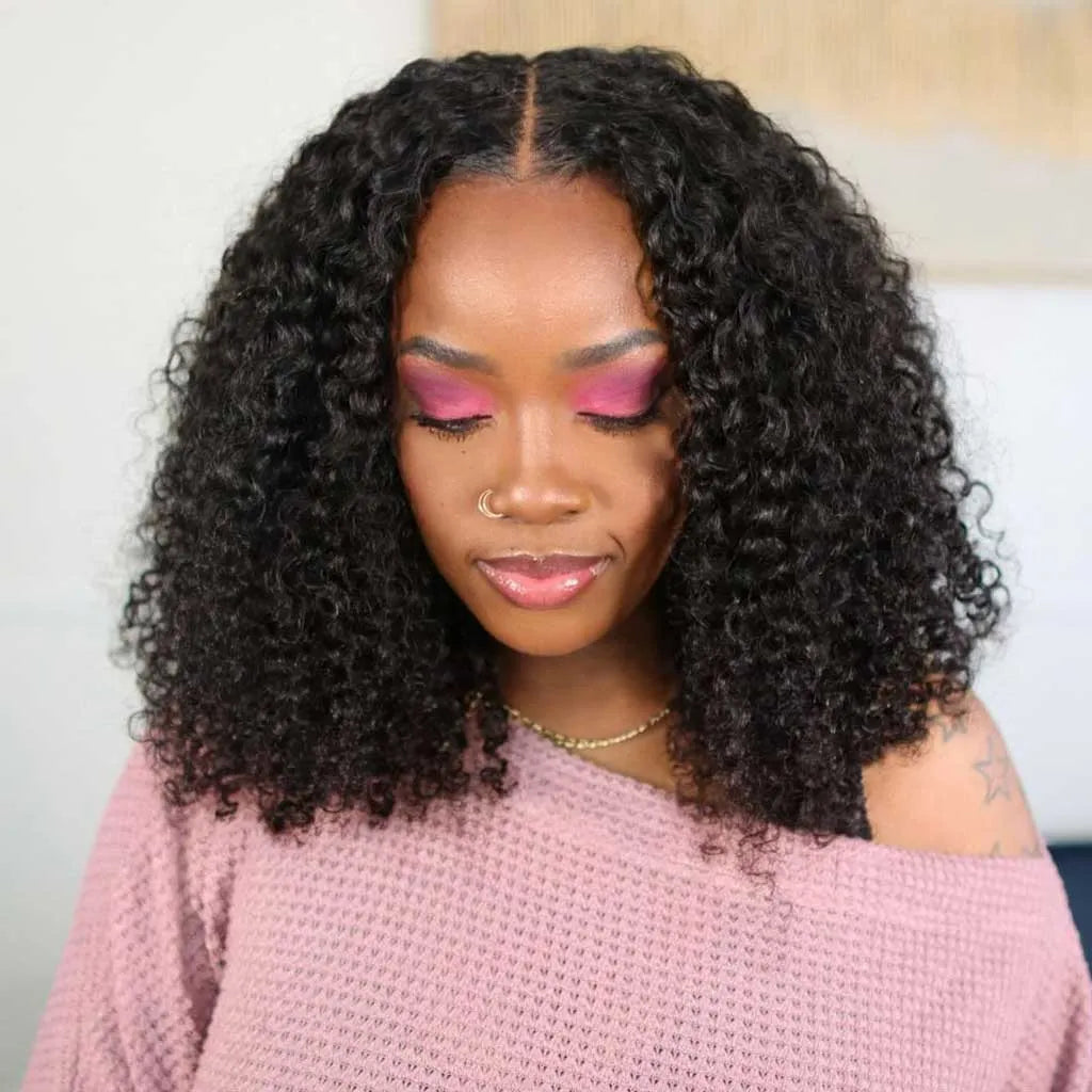 Hot Sale Glueless Brazilian Natural Black Curly Bob Wig