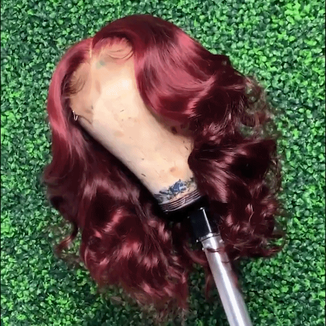 Wine Red Short Bob Body Wave Wig For Women