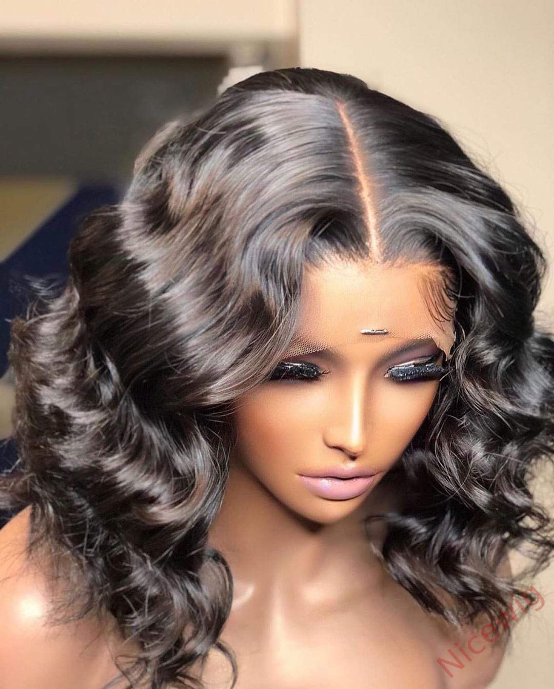Short Bob Deep Wave Black Wig For Women