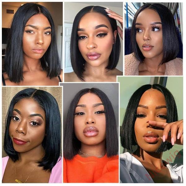 Flash Sale Short Bob Straight Hair Black Centre Parting Wigs
