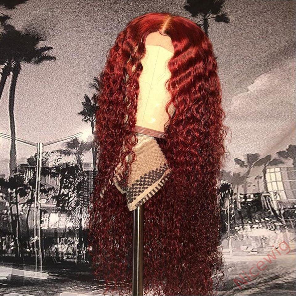 Preferred Wine Red Long Hair Curly Wigs
