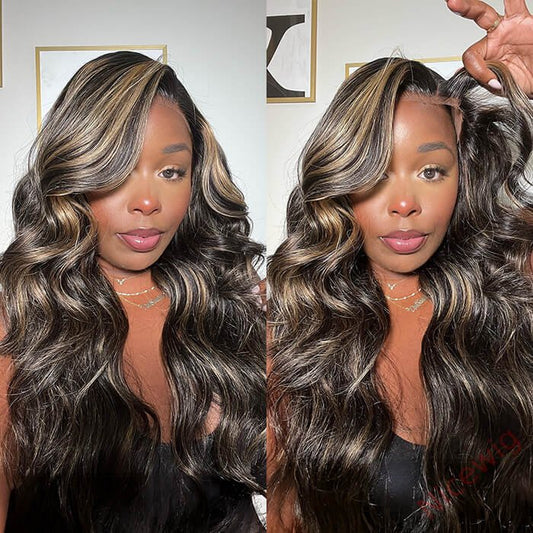 Glueless Highlights Brown Loose Wave Long Wig