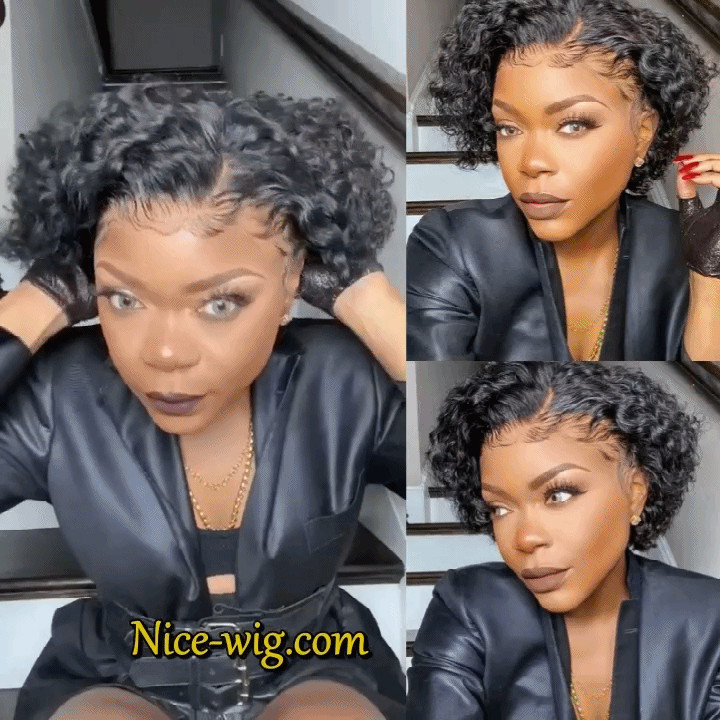 Black 6 Inch Short Wig Bob Curly Hair