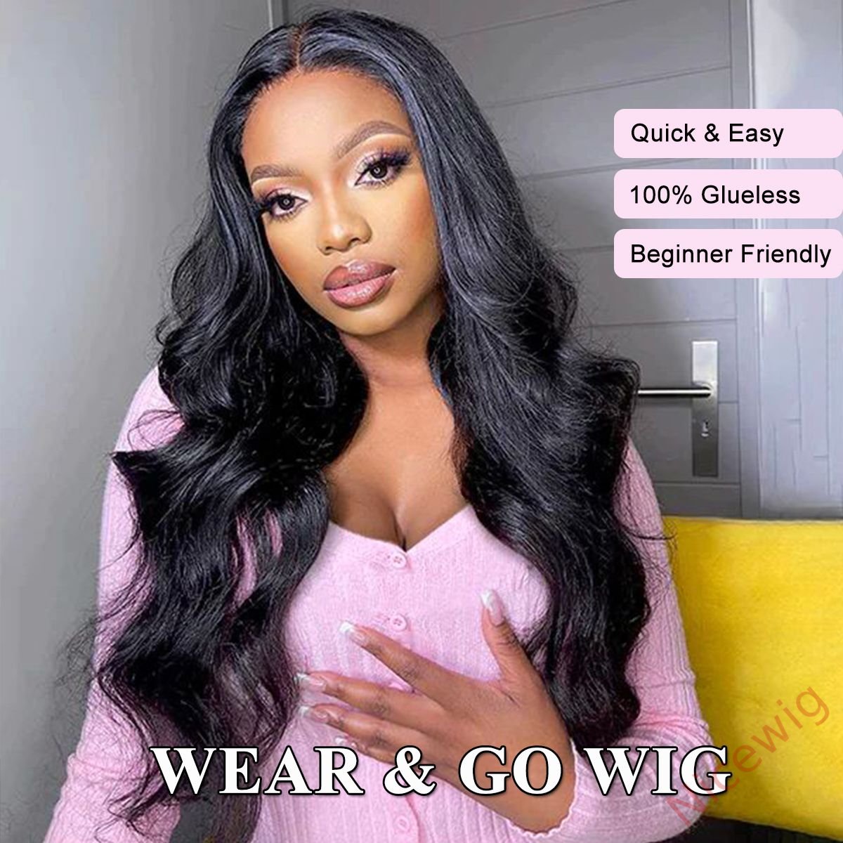 New Glueless Nature Black Beautiful Loose Wave Long Wig