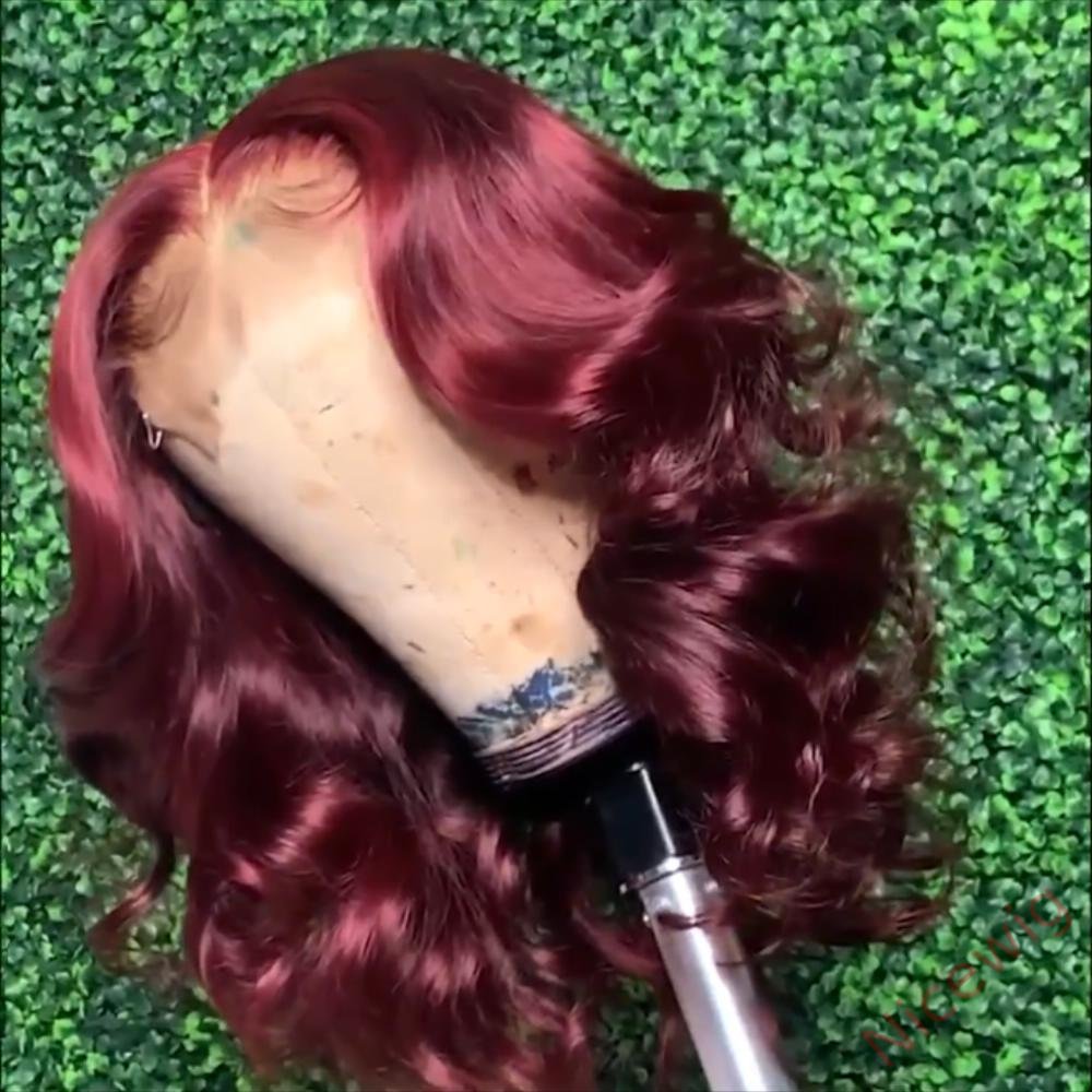 Wine Red Short Bob Body Wave Wig For Women