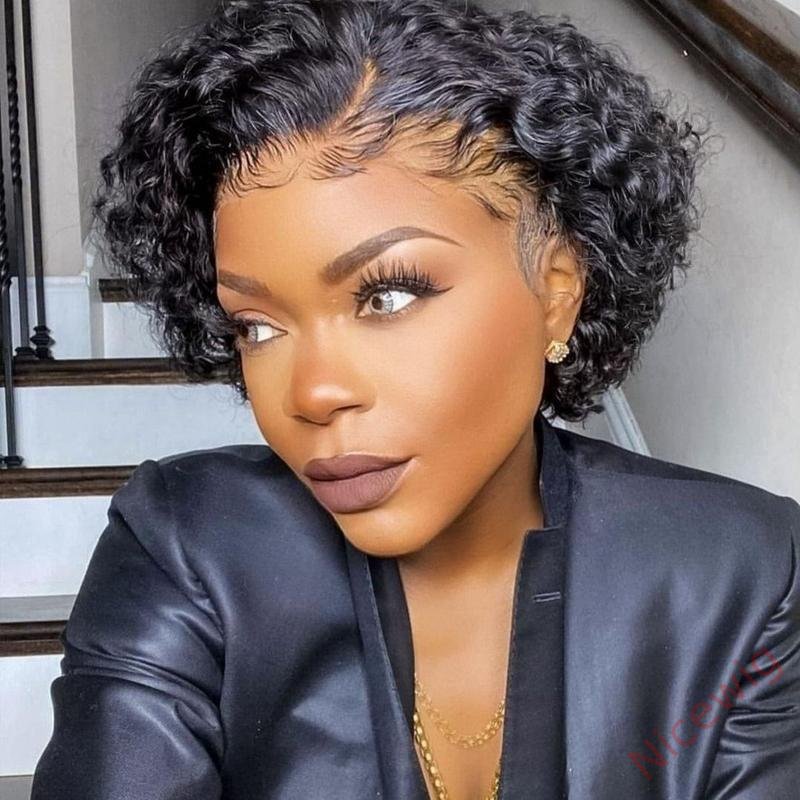 Black 6 Inch Short Wig Bob Curly Hair