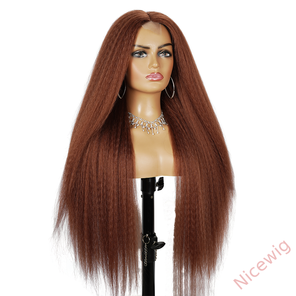 Glueless Brown Kinky straight 200% density brazilian wigs