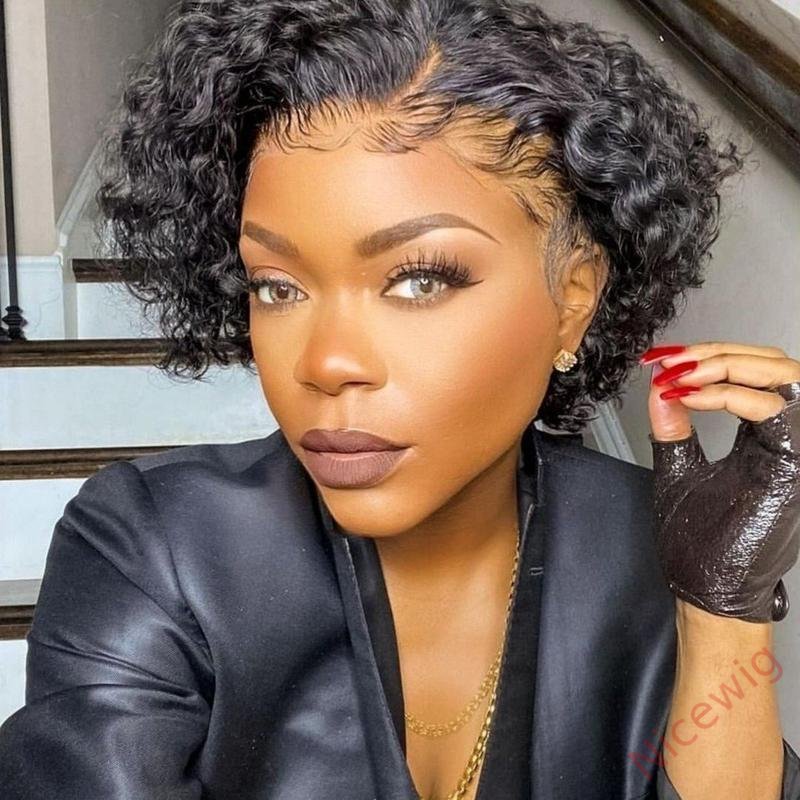 Black 6 Inch Short Wig Bob Curly Hair