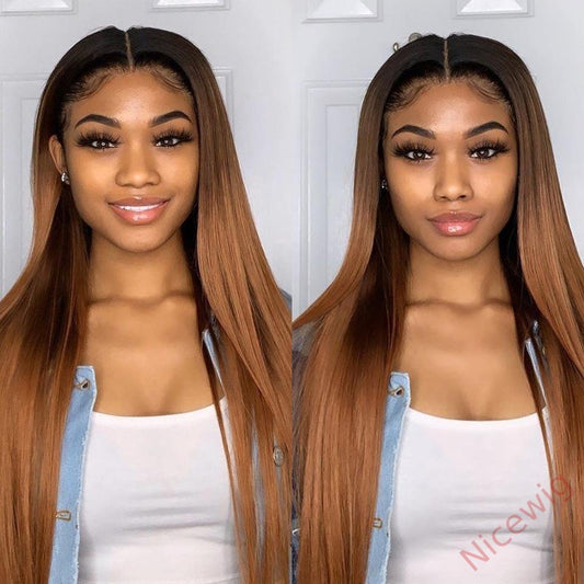 Black Light Brown Wig Straight Hair Wig