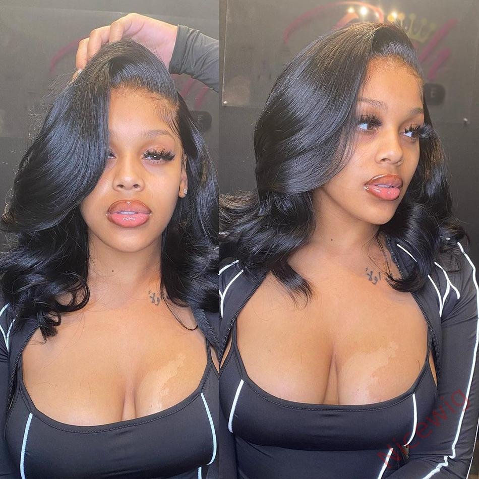 Women Soft Body Wave Wig Black Medium Hair