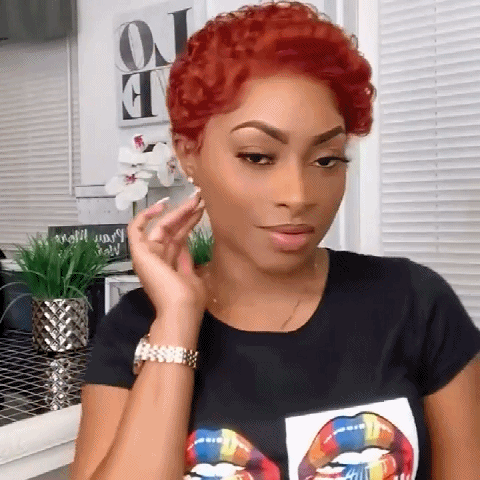 Best Design Orange Afro Short Curly Hair Wig Without Bang