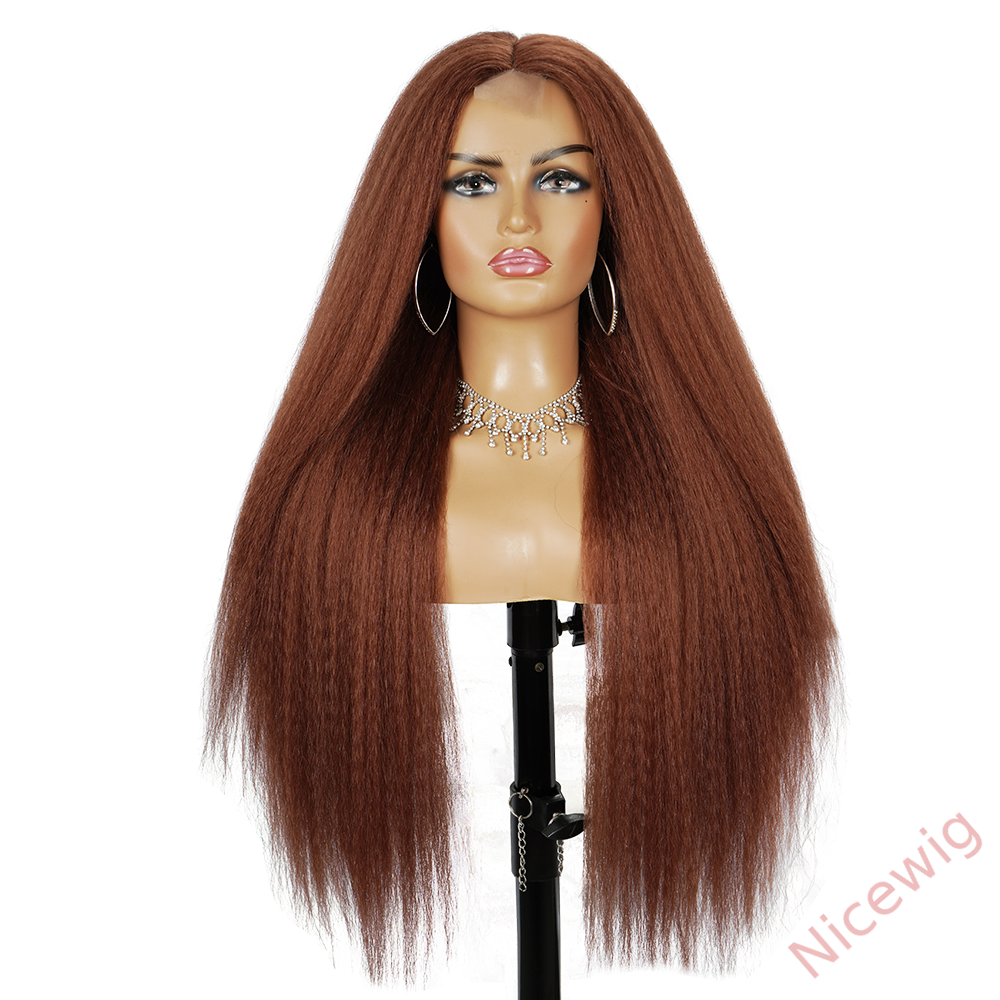 Glueless Brown Kinky straight 200% density brazilian wigs