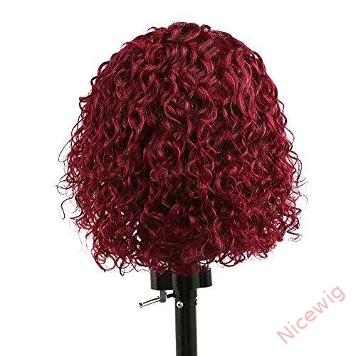 Wine Red Short Bob Hair Curly Wig