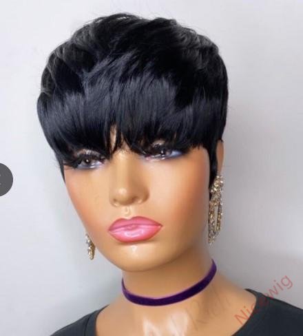 Best design women short pixed cut straight layered wig