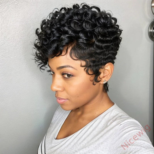 Best Design Africa Spiral Kinky Hair Short Curly Wig