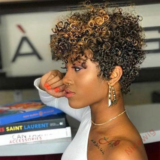 Best Design African American Short Kinky Wig With Bangs