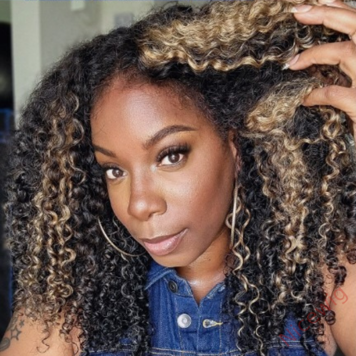 Black Mixed Brown Brazilian Water Wave Curly Wig