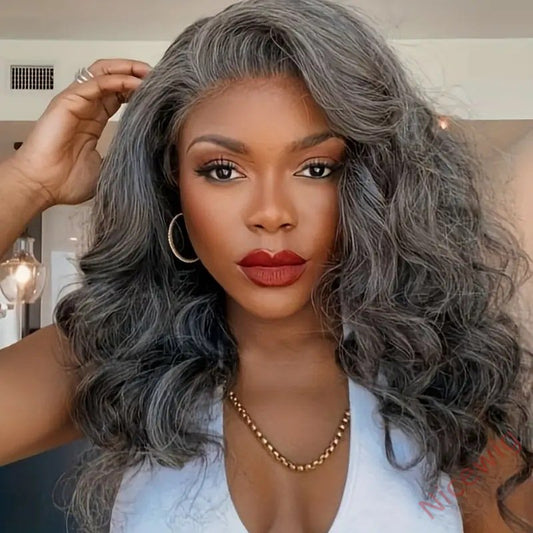 Glueless Salt & Pepper Beautiful Loose Wave Long Wig