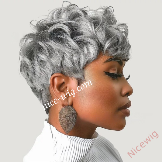 Glueless Best Design Cute Short Pixie Cut Wig With Bangs