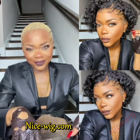 Black 6 Inch Short Wig Bob Curly Hair