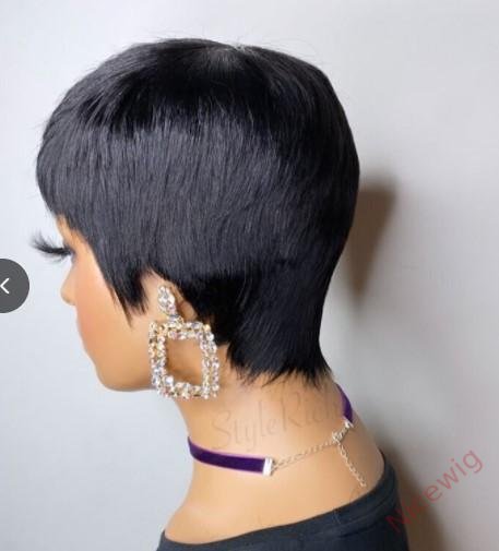 Best design women short pixed cut straight layered wig