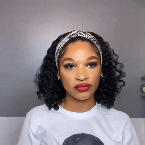 Natural Black Curly Headband Bob Wig
