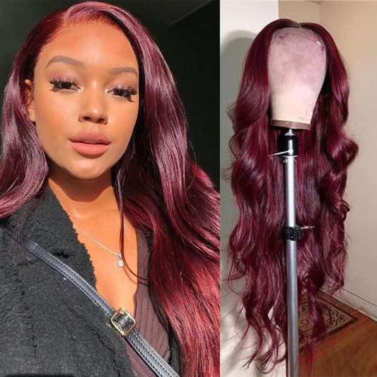 Fascinating Brazilian Long Hair Water Wave Wigs | Wine Red Wig