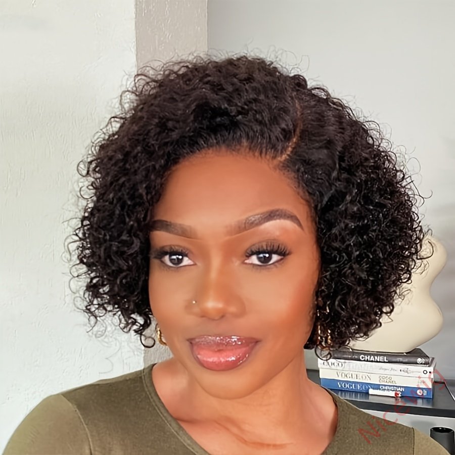 Curly Hair Cut Water Wave Natural Black Wig