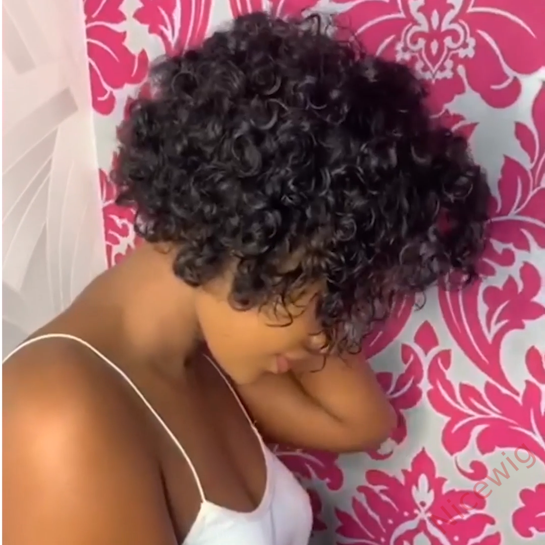 Black 6 Inch Short Wig Bob Curly Hair