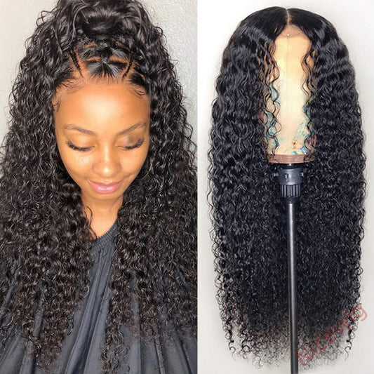 New Black Brazilian Long Water Wave Curly Wig