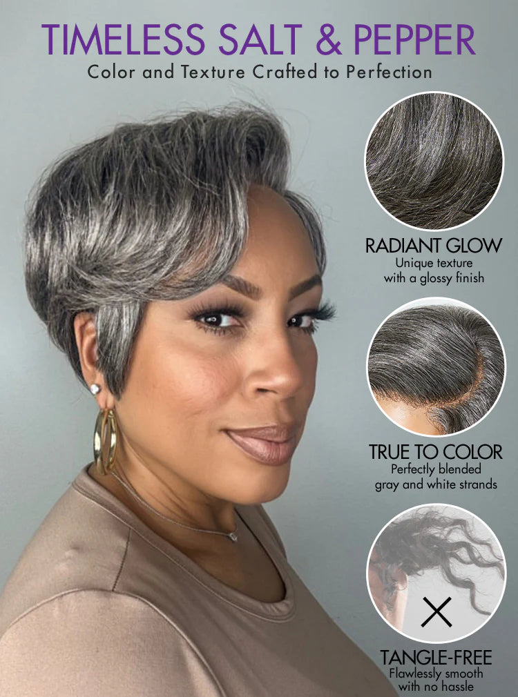 Glueless Salt & Pepper Lovely Natrual Bob Straight Wig